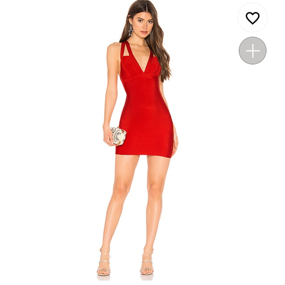 Larisa deep V bodycon dress in red